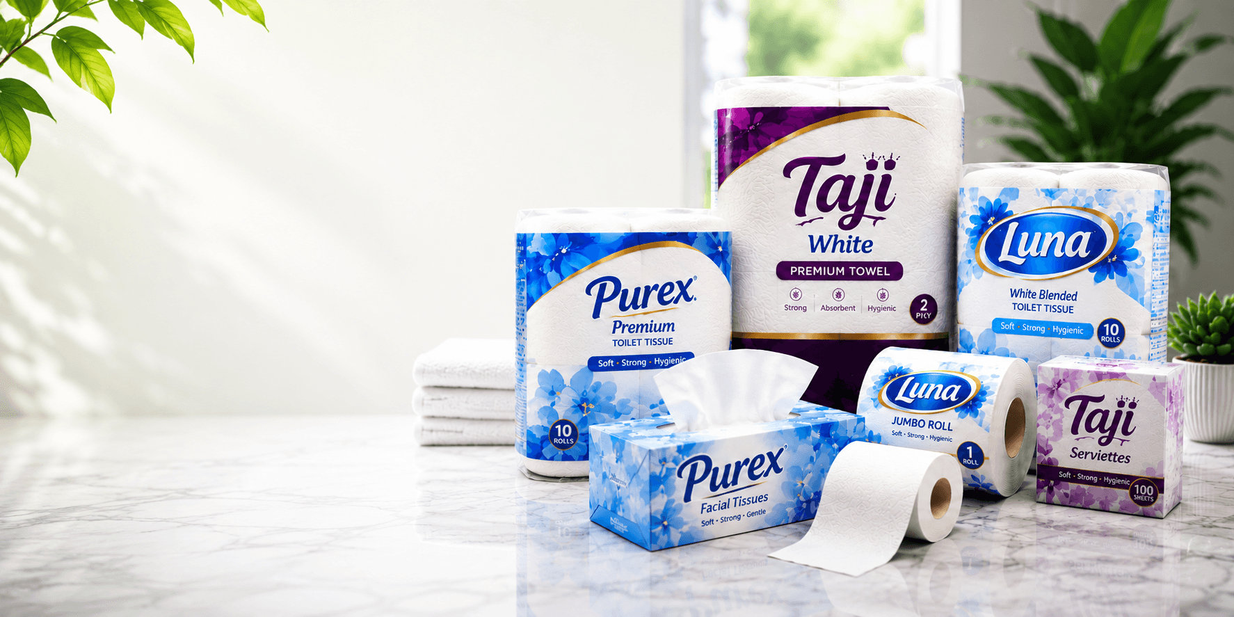 Taji, Purex and Luna quality tissue products